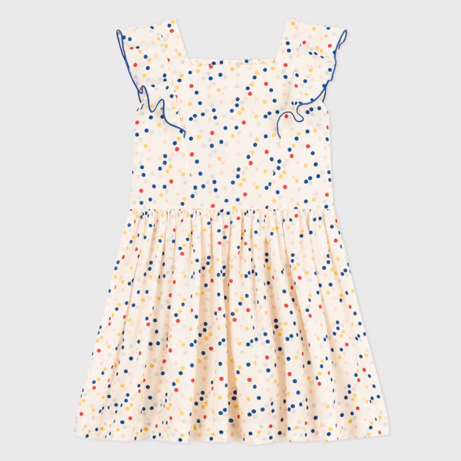 
Sleeveless poplin dress from the Petit Bateau Girls' Clothing Line with wide straps and a lovely...