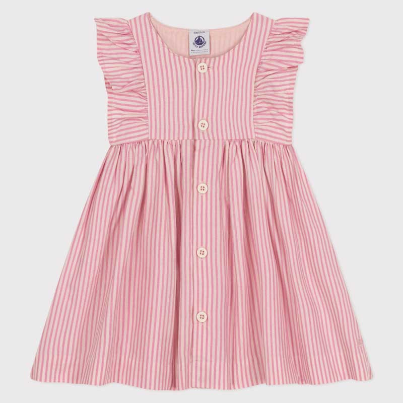 
Short-sleeved poplin dress from the Petit Bateau Girls' Clothing Line.
Feminine details with ruf...
