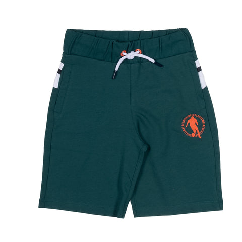 Bermuda Bikkembergs per bambini, color verde con tasche e dettagli in contrasto.