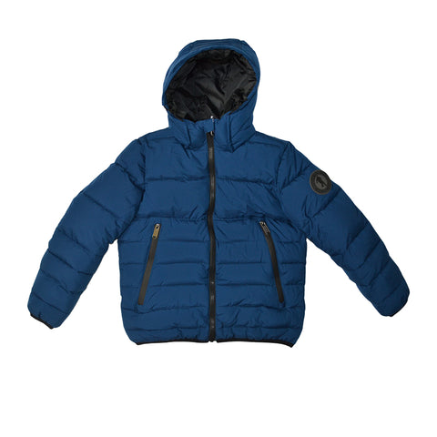 Giaccone imbottito blu con cappuccio per bambini