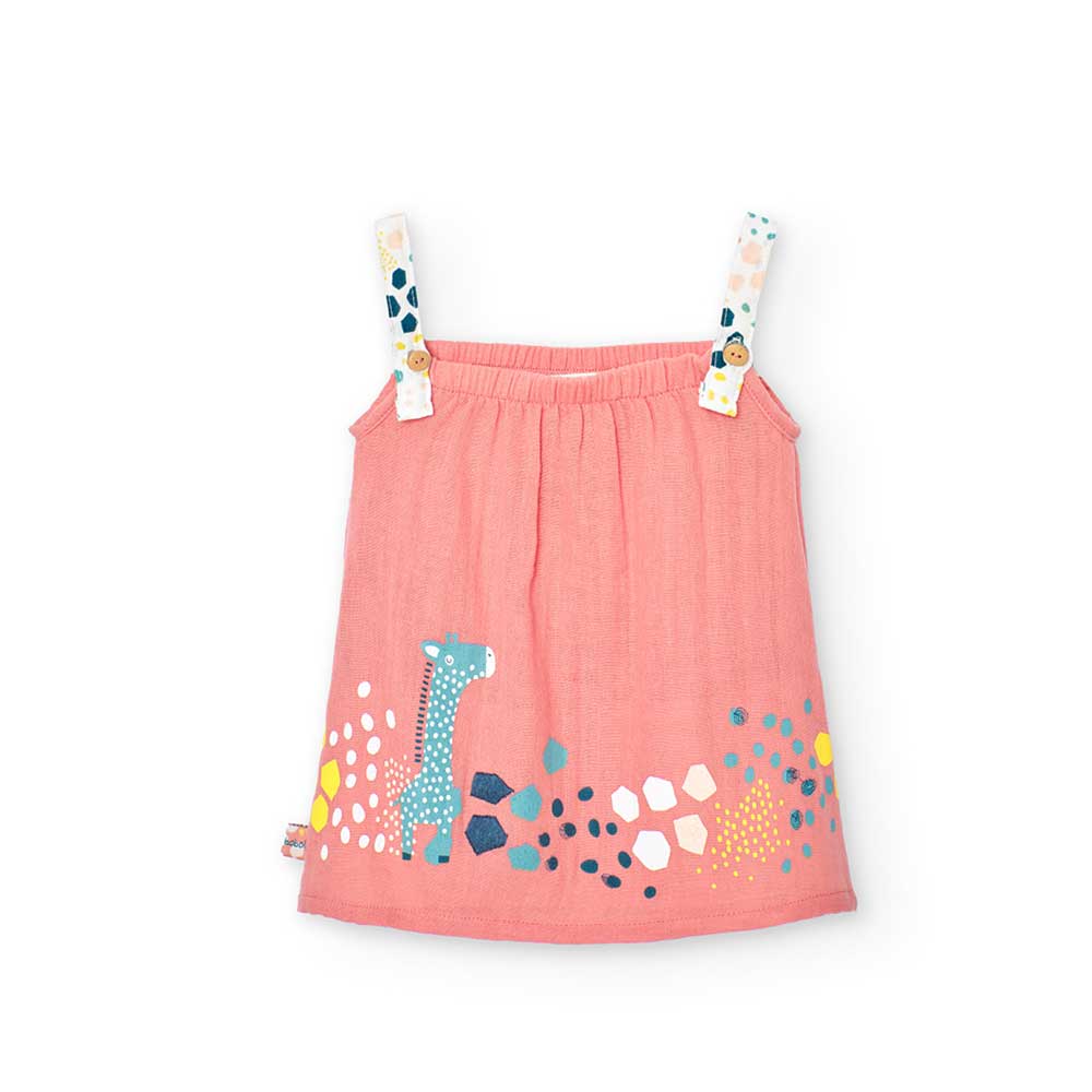 
Pinafore dress from the Boboli Girls' Clothing Line, with colored pattern on the bottom and stra...