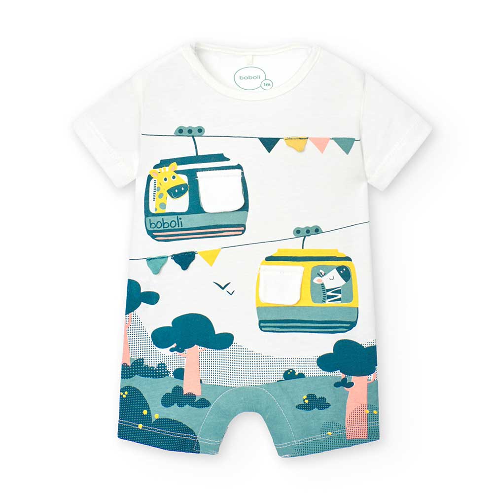 
Romper from the Boboli children's clothing line, with buttoning on the bottom and all-over color...