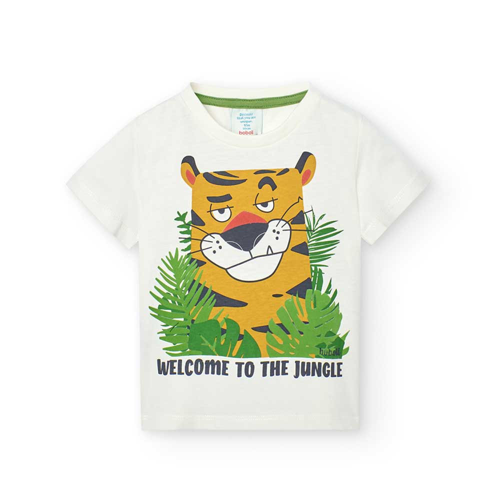 
T-shirt from the Boboli children's clothing line, with short sleeves and a colorful safari motif...