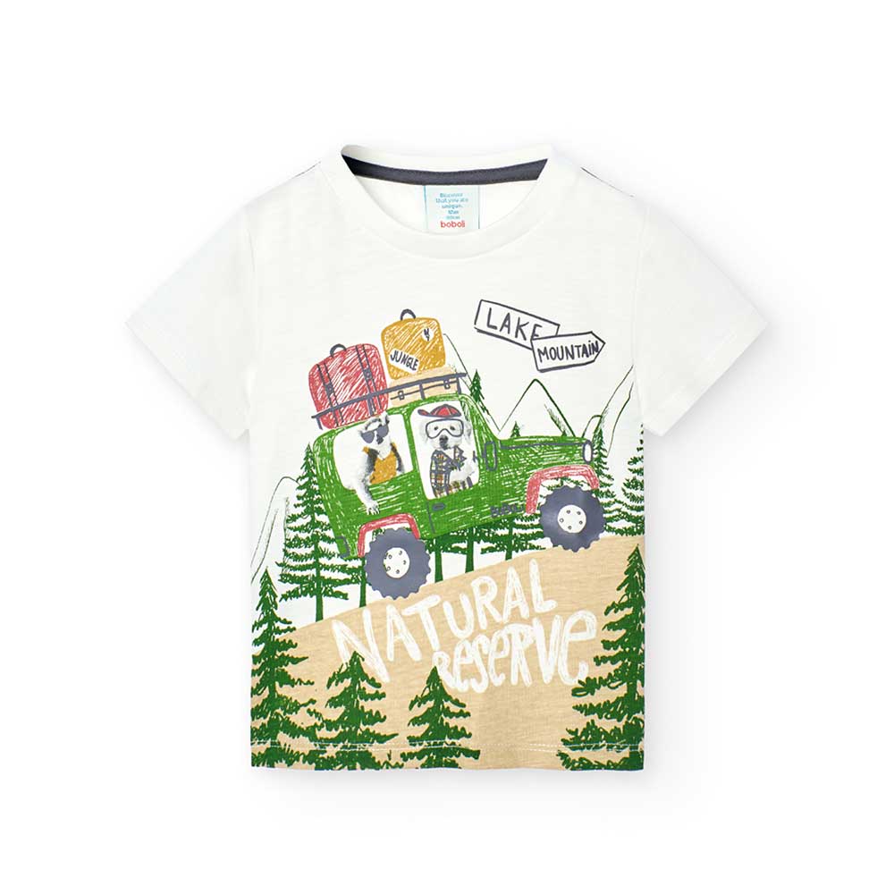 
T-shirt from the Boboli children's clothing line, with a colorful safari motif print on the fron...