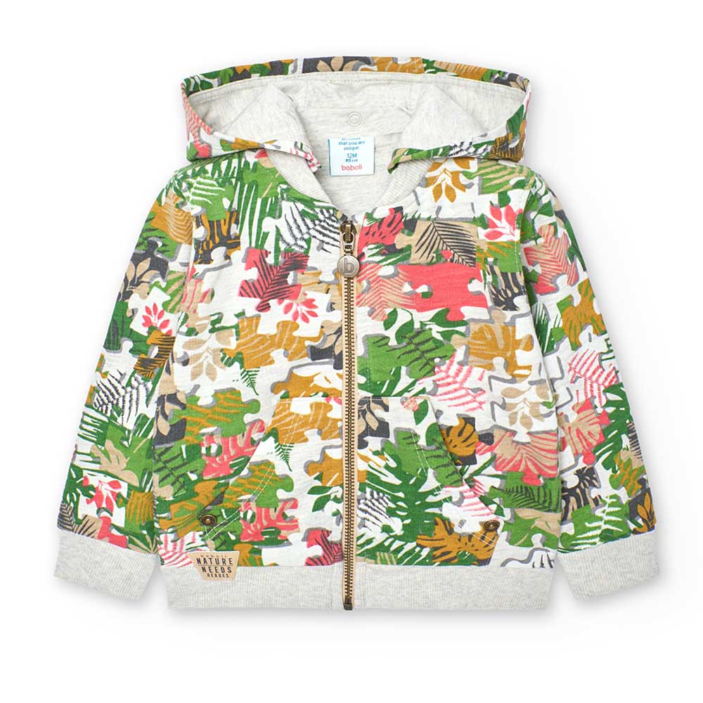 
Sweatshirt with removable hood from the Boboli Children's Clothing Line, safari pattern and pock...