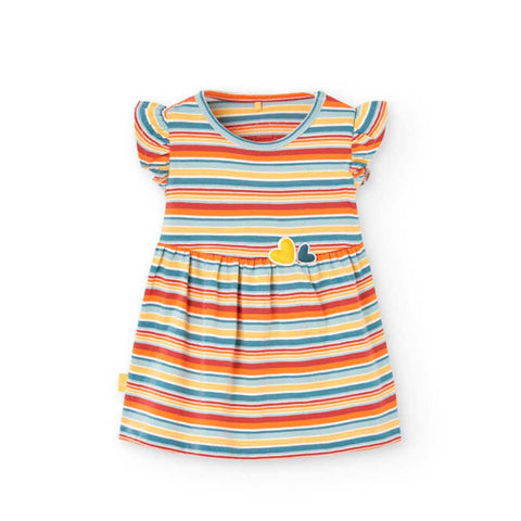 Striped jersey dress for girl