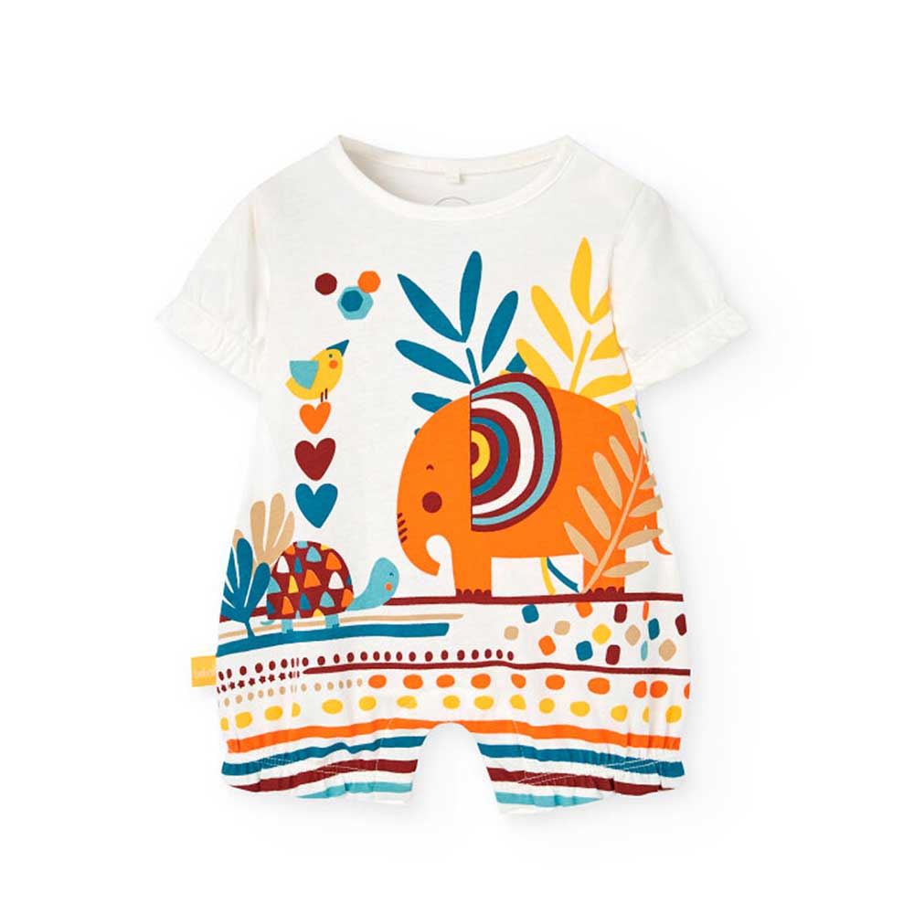 Romper from the Boboli Girls' Clothing Line, with elastic on the edges, snap buttons at the botto...