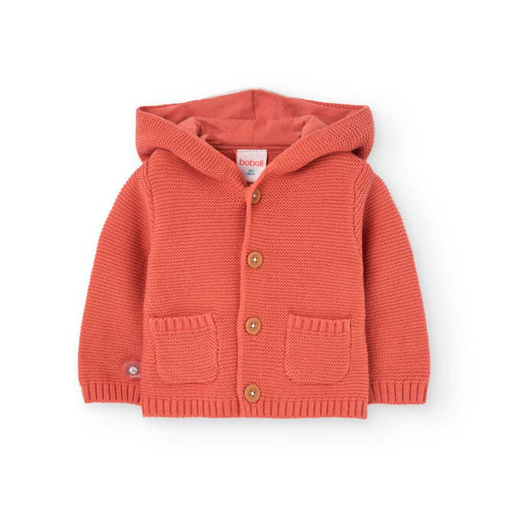 Boboli Children's Clothing Line cardigan, with small pockets on the front and wooden buttons. Hoo...
