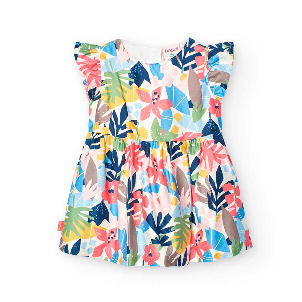 Dress from the Girls' Clothing Line Boboli, in multicolor patterned cotton with matching culottes...