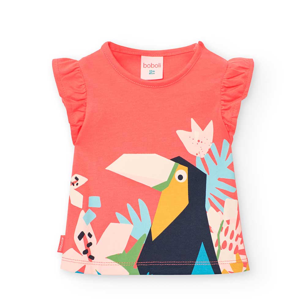 T-shirt from the Boboli Girls' Clothing Line, with raglan sleeves and multicolor print on the fro...