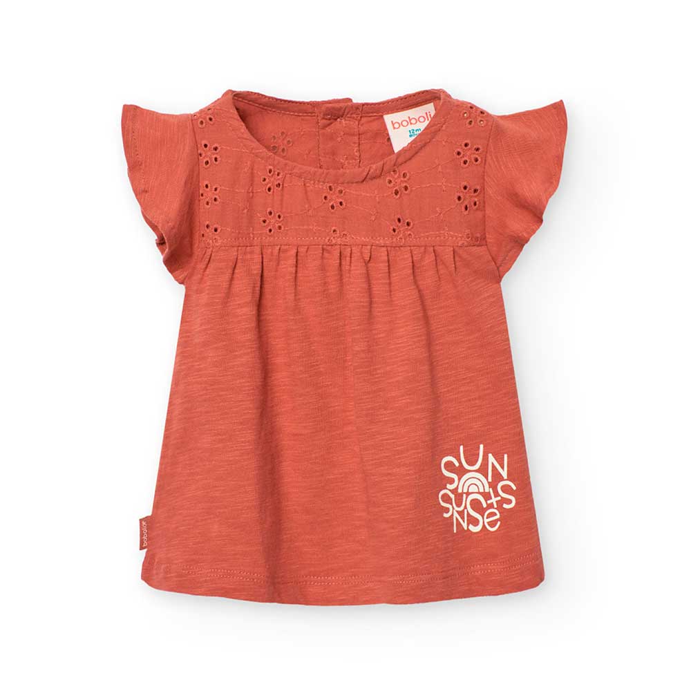 Boboli Girl's Clothing Line T-shirt, with a perforated lace upper part with snap buttons on the b...