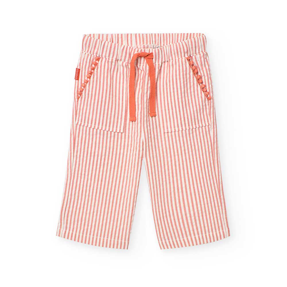 Wide pants from the Boboli Girls' Clothing Line, with striped pattern and drawstrings at the wais...