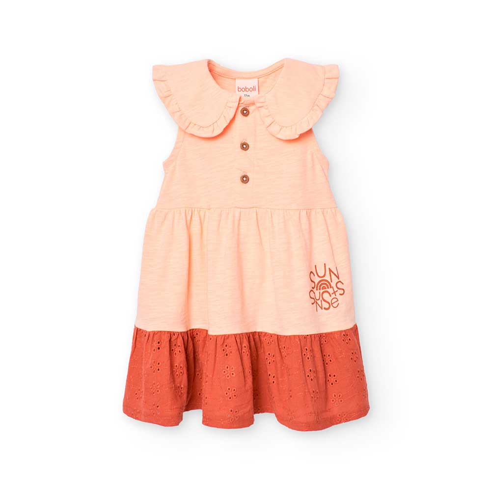 Little dress from the Boboli Girls' Clothing Line, made of jersey with a round collar and a lace ...