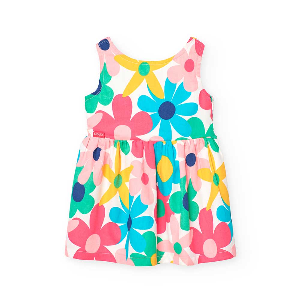 Dress from the Girls' Clothing Line Boboli, with a wide skirt and multicolor floral pattern all-o...