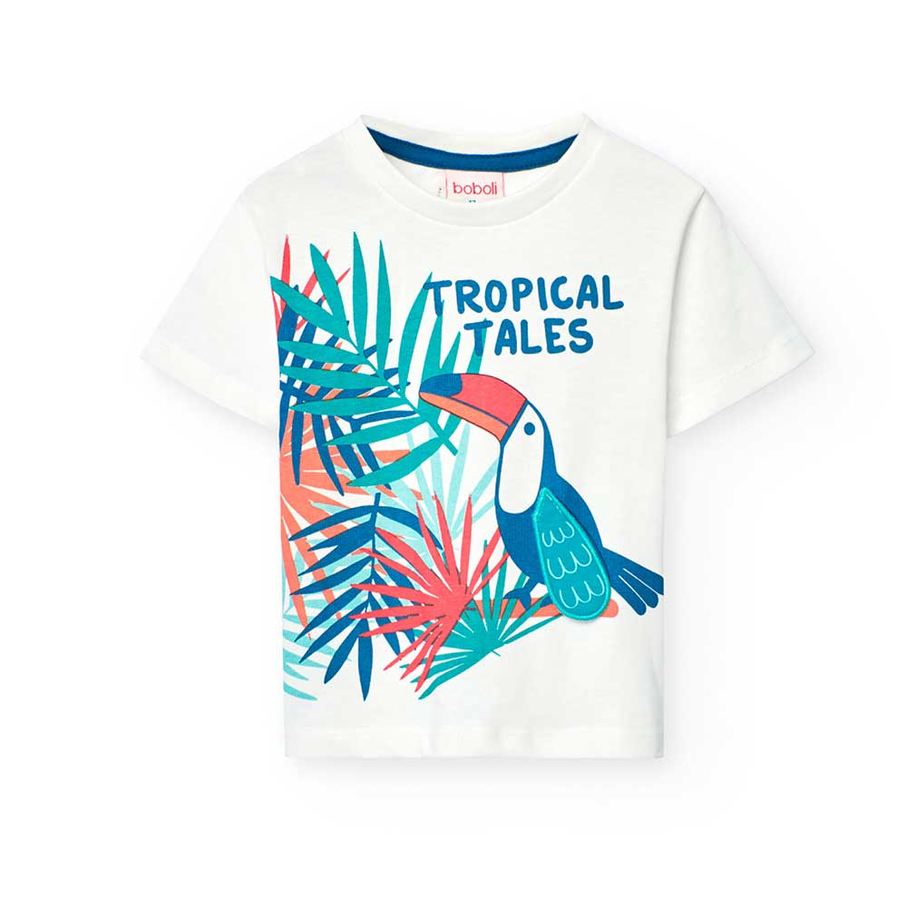 T-shirt from the Children's Clothing Line Boboli, with a multicolor print on the front with a tro...