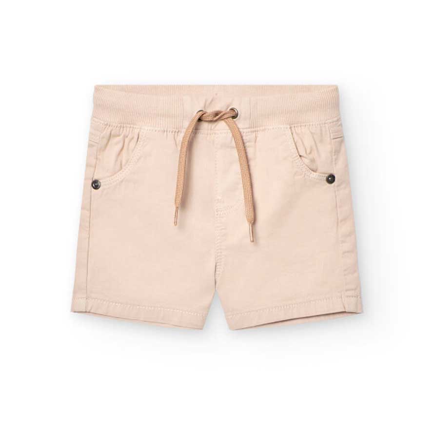 Shorts in gabardine from the Boboli Children's Clothing Line, with a solid color, elastic waistba...