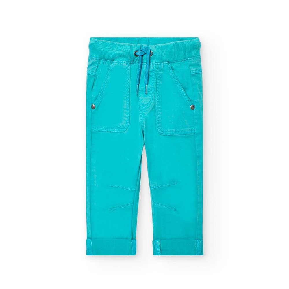 Boboli Children's Clothing Line pants, made of solid color cotton with elastic and drawstrings at...