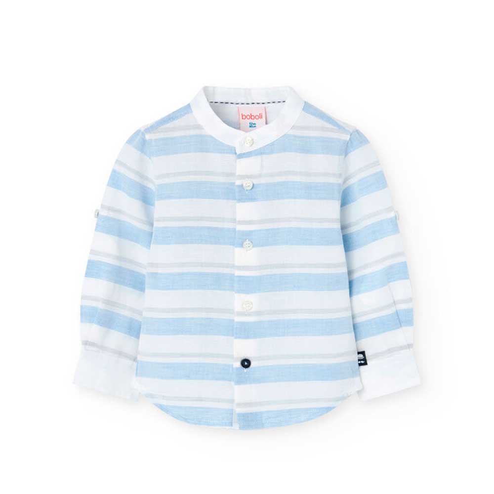Linen shirt from the Children's Clothing Line Boboli, with a striped pattern and a mandarin colla...
