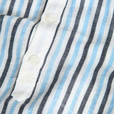 Camicia lino a righe - BOBOLI - Colore: Celeste - Stagione: Primavera-Estate