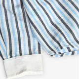 Camicia lino a righe - BOBOLI - Colore: Celeste - Stagione: Primavera-Estate