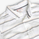 Camicia lino a righe - BOBOLI - Colore: Bianco - Stagione: Primavera-Estate