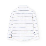 Camicia lino a righe - BOBOLI - Colore: Bianco - Stagione: Primavera-Estate