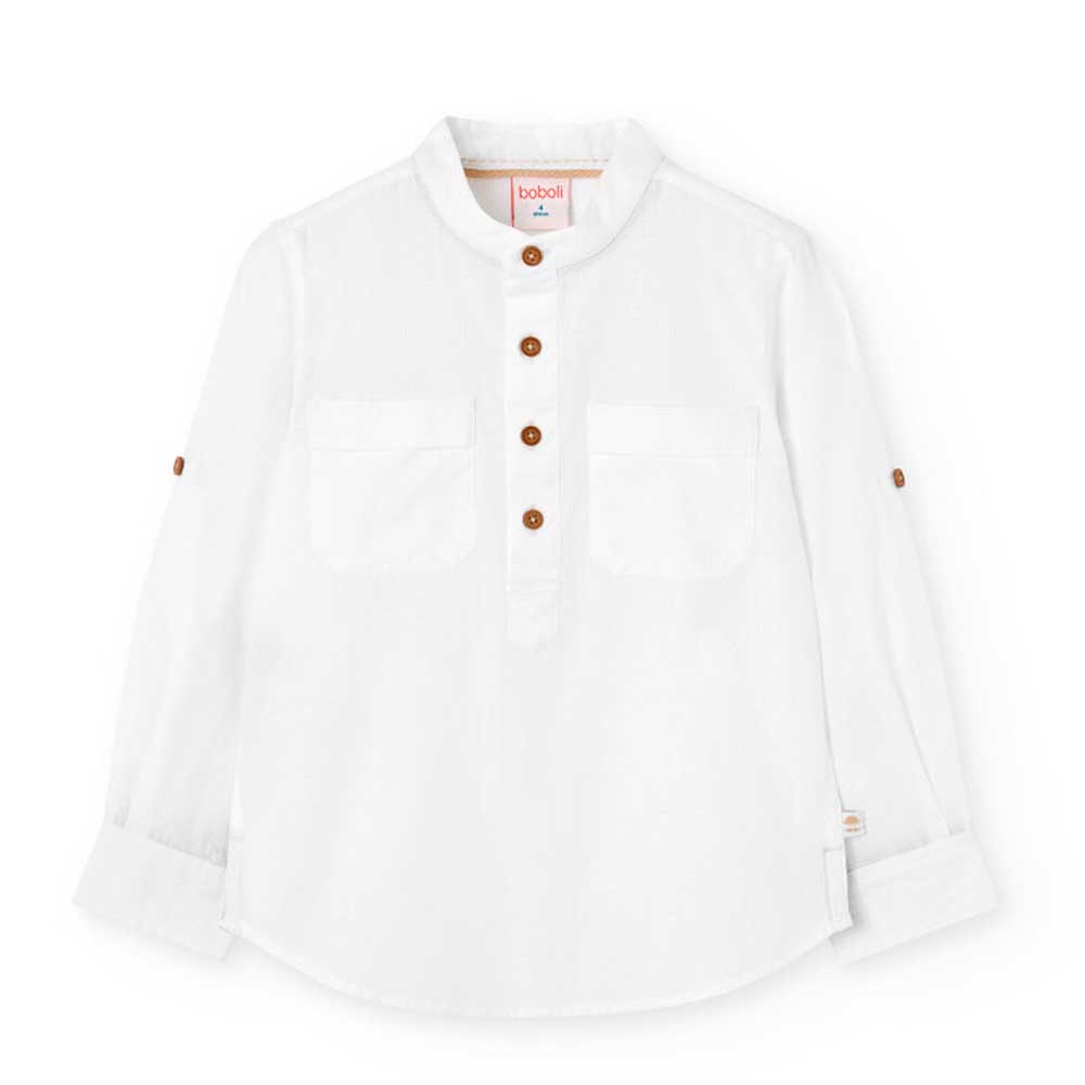 Long-sleeve shirt from the Boboli Children's Clothing Line, with a Mandarin collar, small pockets...