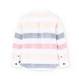 Camicia lino a righe - BOBOLI - Colore: Bianco - Stagione: Primavera-Estate