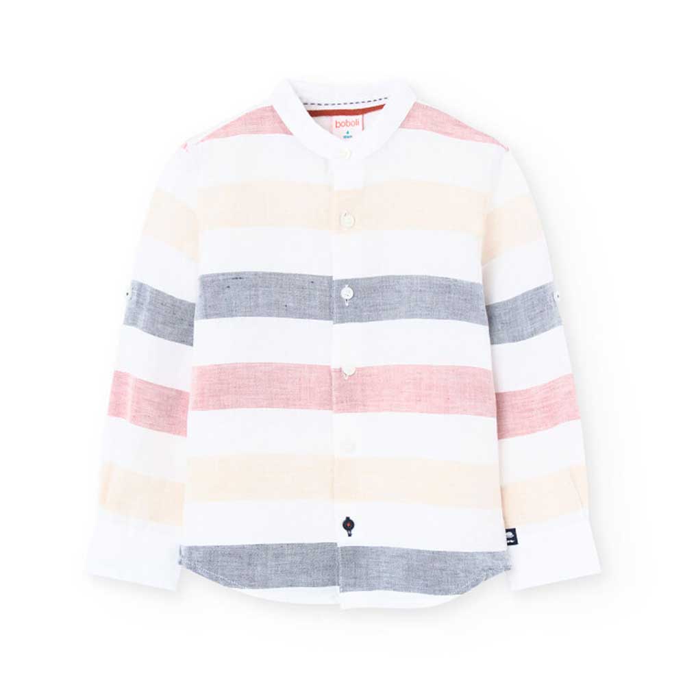 Long-sleeved shirt from the Children's Clothing Line Boboli, with a wide striped pattern in natur...