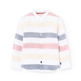 Camicia lino a righe - BOBOLI - Colore: Bianco - Stagione: Primavera-Estate