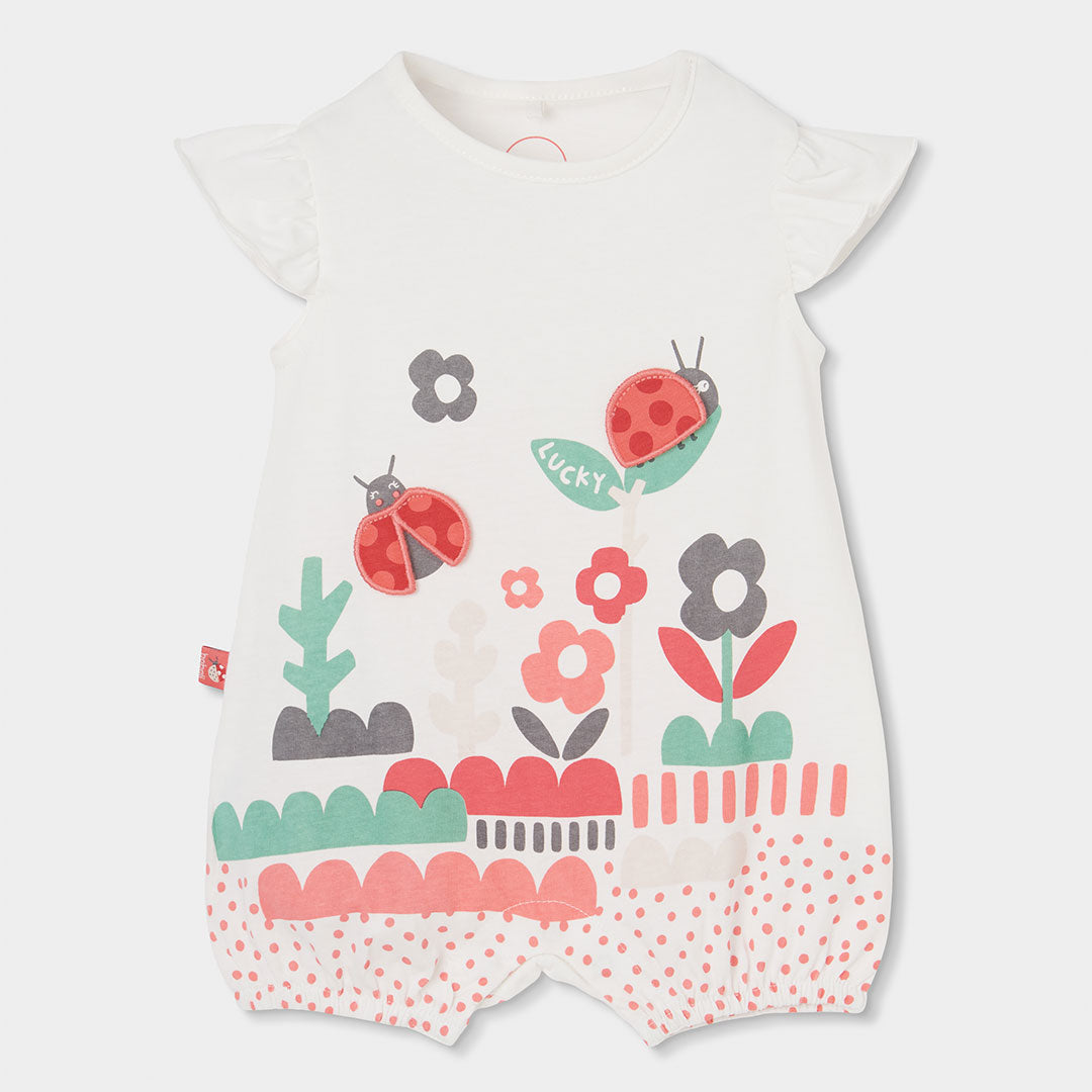 
Bobooli Girls' Clothing Line romper, with a collared shirt and snap button opening at the bottom...