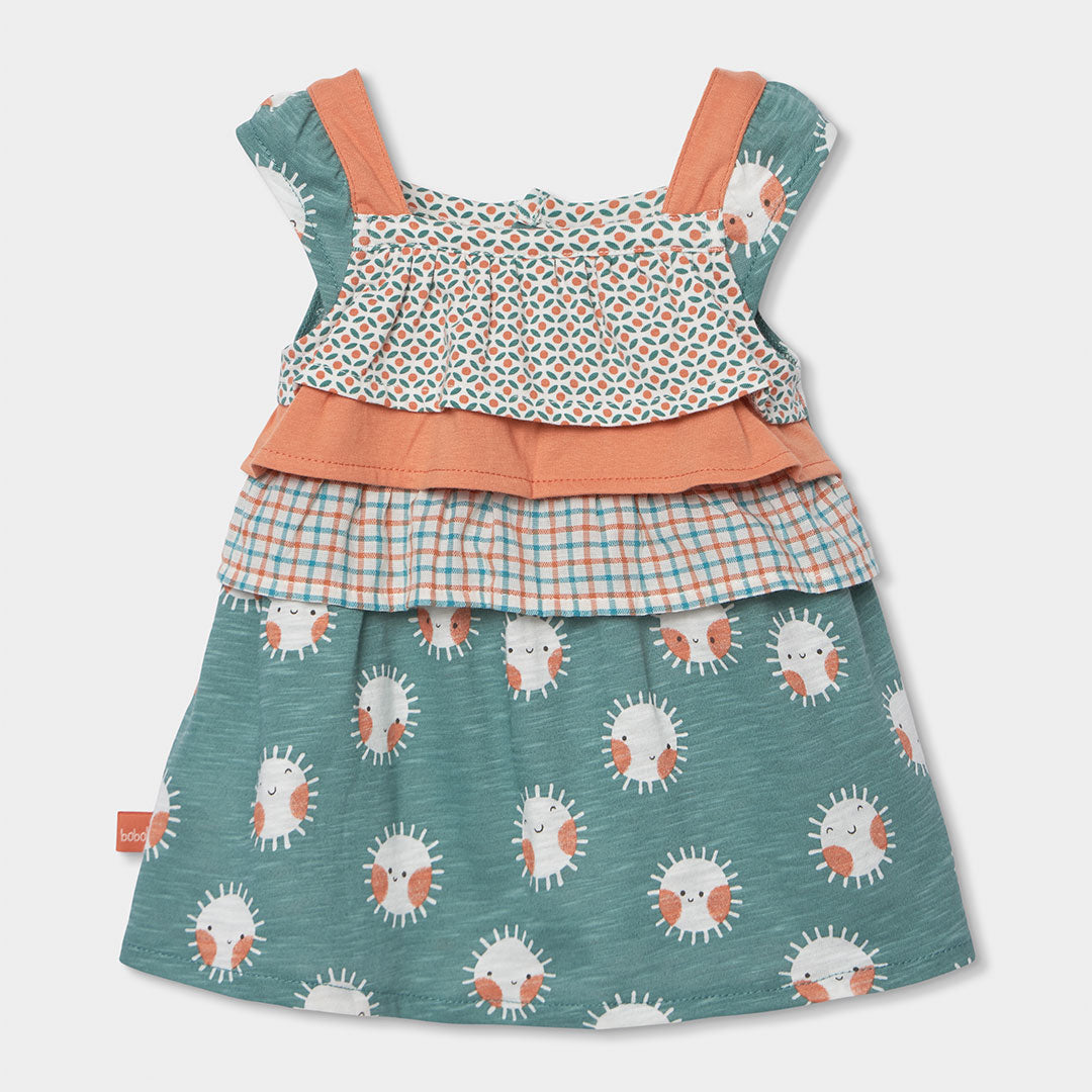 Dress from the Girls' Clothing Line Boboli, with wide straps, buttoned at the back. On the front,...