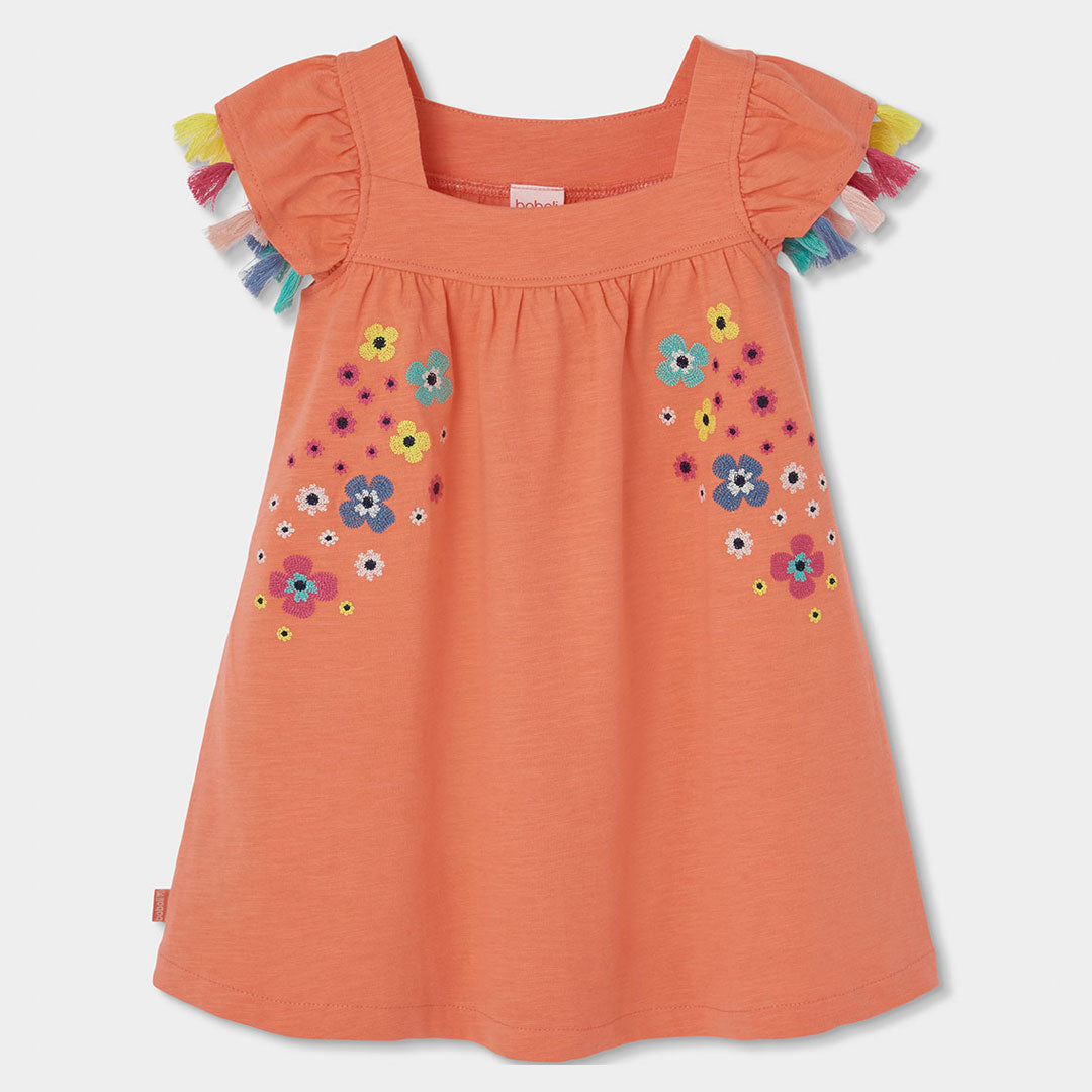 Dress from the Girls' Clothing Line Boboli, with beautiful embroidered flowers on the front and t...