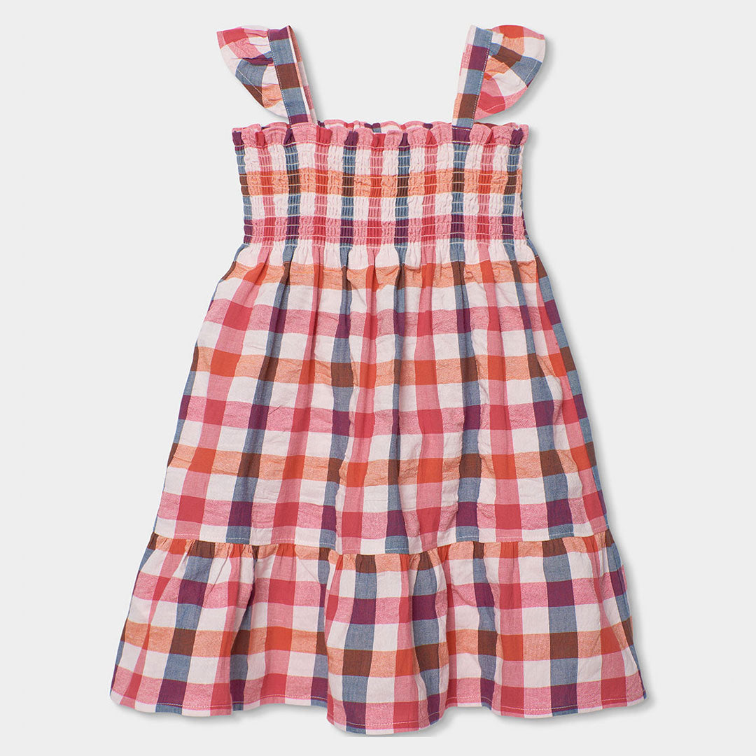 Dress from the Girls' Clothing Line Boboli, with a sundress model, check pattern in soft colors a...