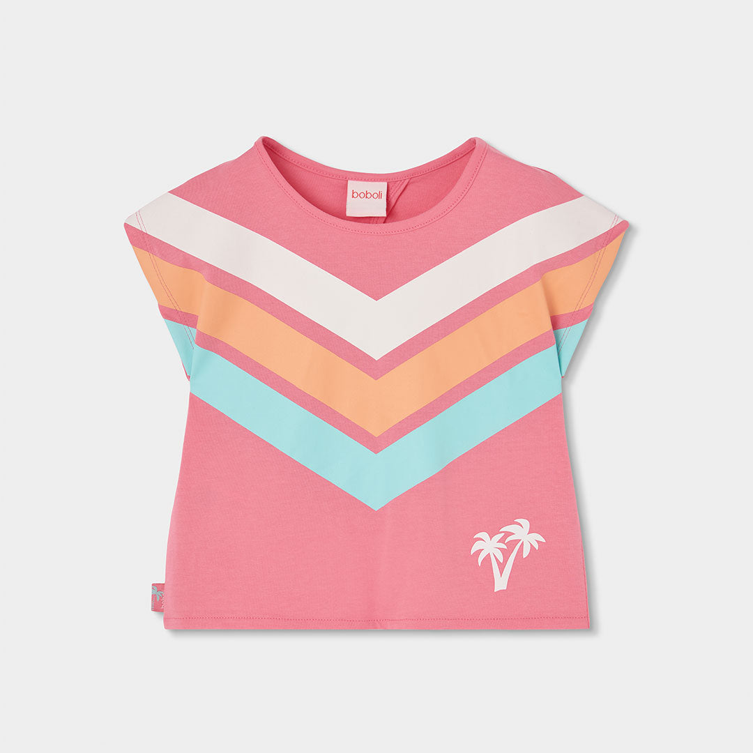 T-shirt from the Children's Clothing Line Boboli, with a v print on the front and cuts on the bac...