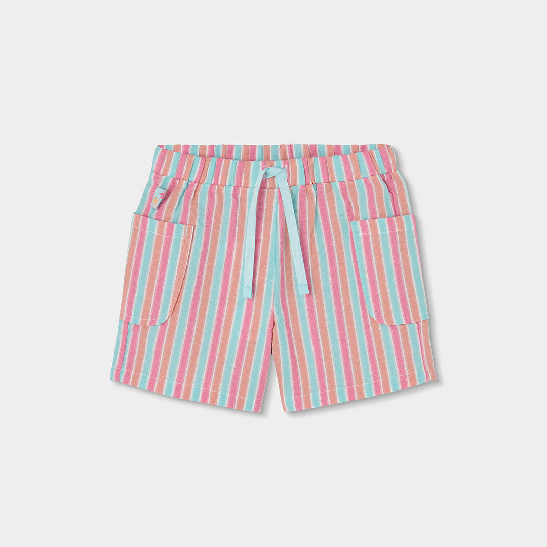 Shorts from the Boboli Girls' Clothing Line, with elastic and drawstrings at the waist. Striped p...