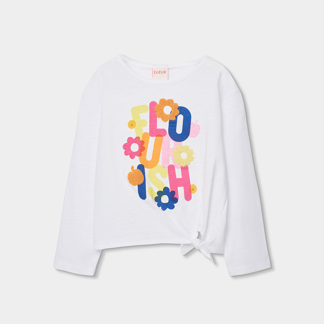 Boboli Girls' Clothing Line Long Sleeve T-Shirt, featuring a colorful print on the front and mult...