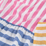 Vestito lino a righe - BOBOLI - Sesso: Bambina - Colore: Rosa - Stagione: Primavera-Estate