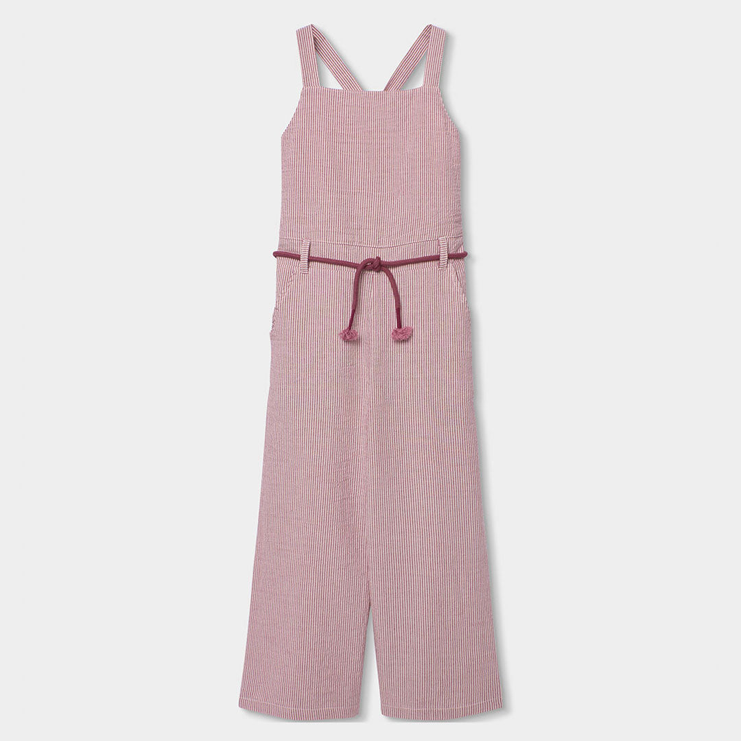 Boboli Girls' Clothing Line Jumpsuit, with straps and wide-leg pant style. Waist tie and textured...