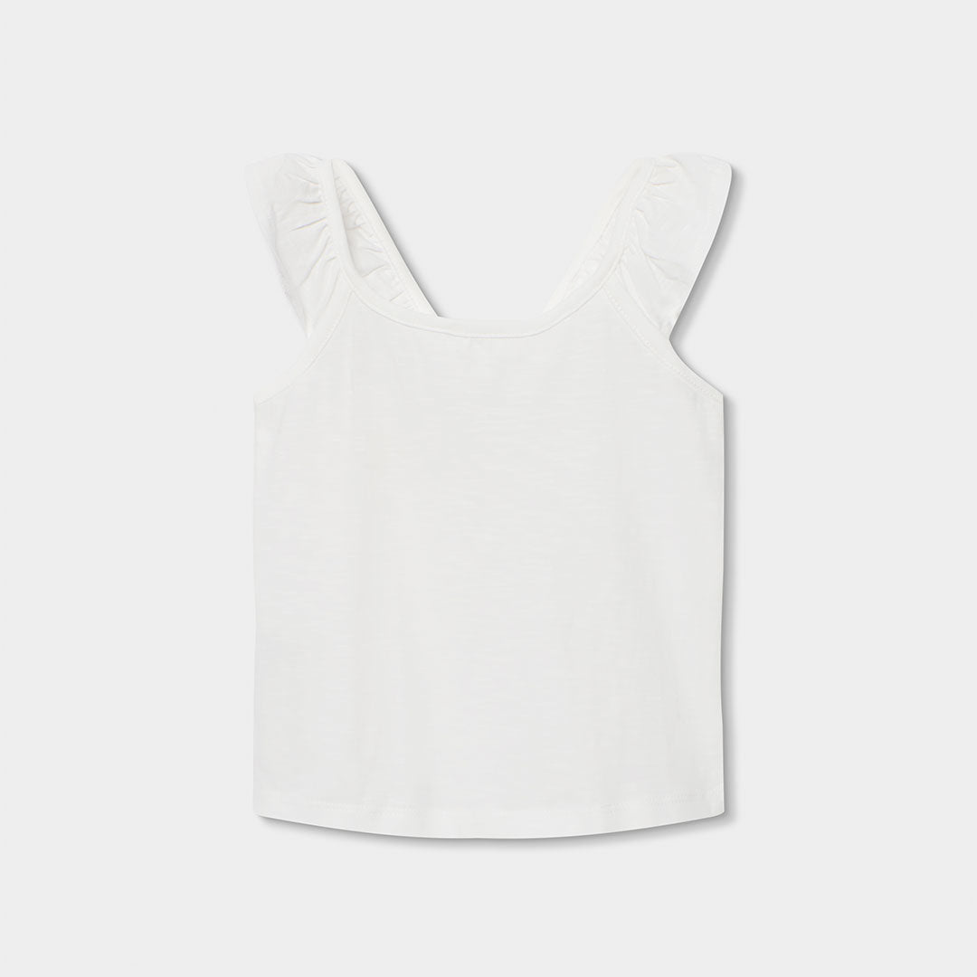 Solid color top from the Girls' Clothing Line Boboli, with ruffles on the straps.
Straps with a k...