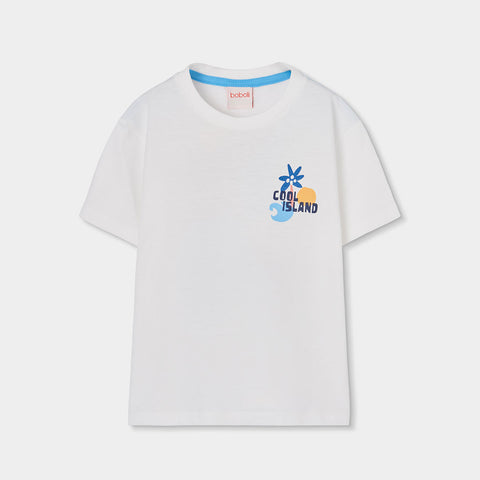 T-shirt bianca BOBOLI con stampa colorata 'COOL ISLAND'