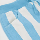 Short in felpa a righe - BOBOLI - Colore: Celeste - Stagione: Primavera-Estate