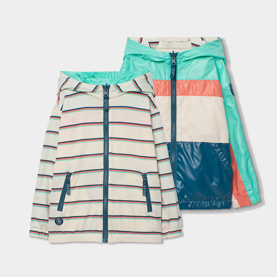 Windproof parka from the Children's Clothing Line Boboli, reversible with a wide stripe pattern o...