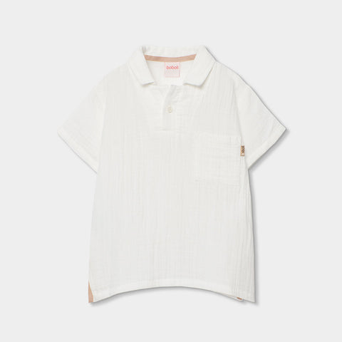 Polo bianca per bambini con colletto e taschino