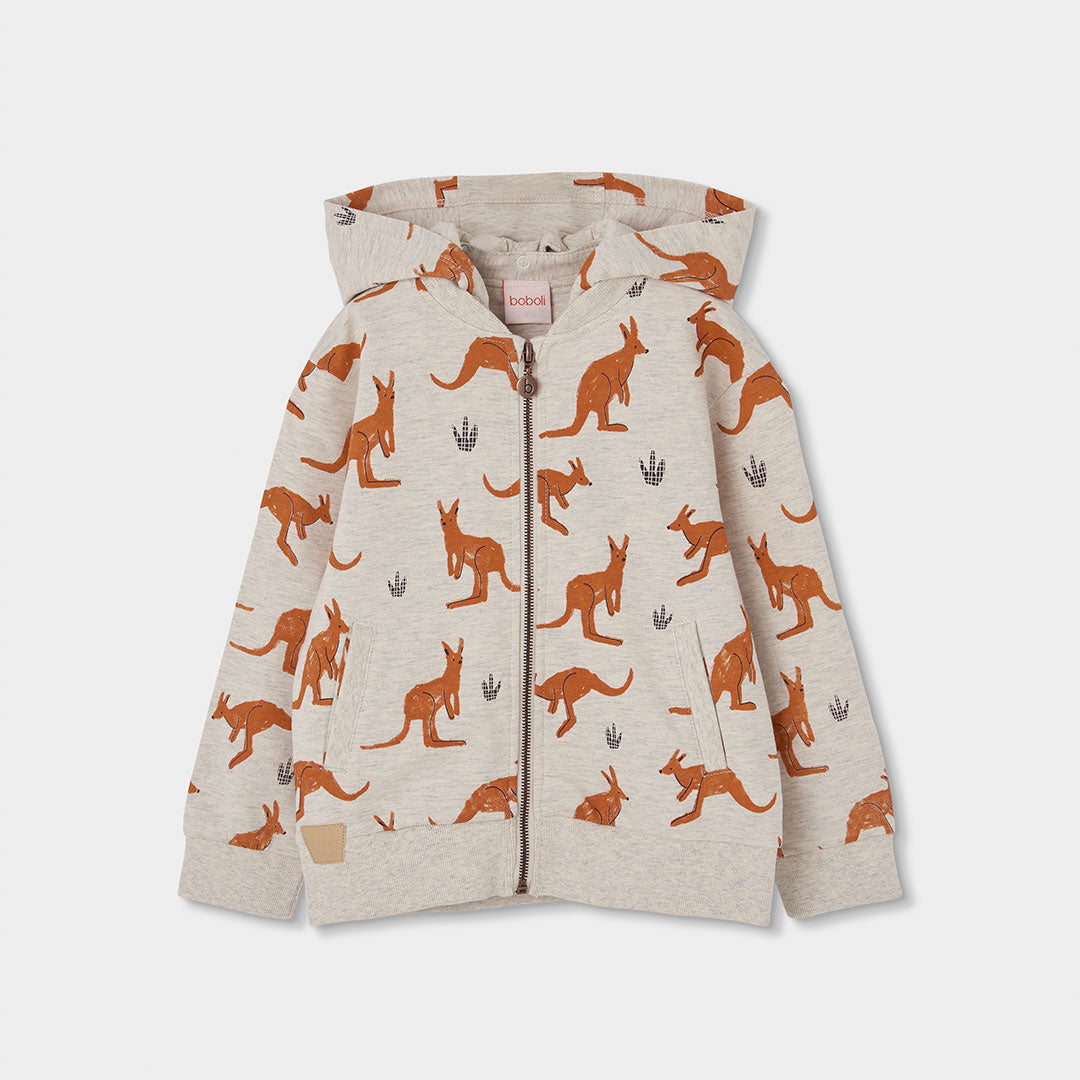Hooded sweatshirt from the Children's Clothing Line Boboli, with a zip closure. All-over kangaroo...