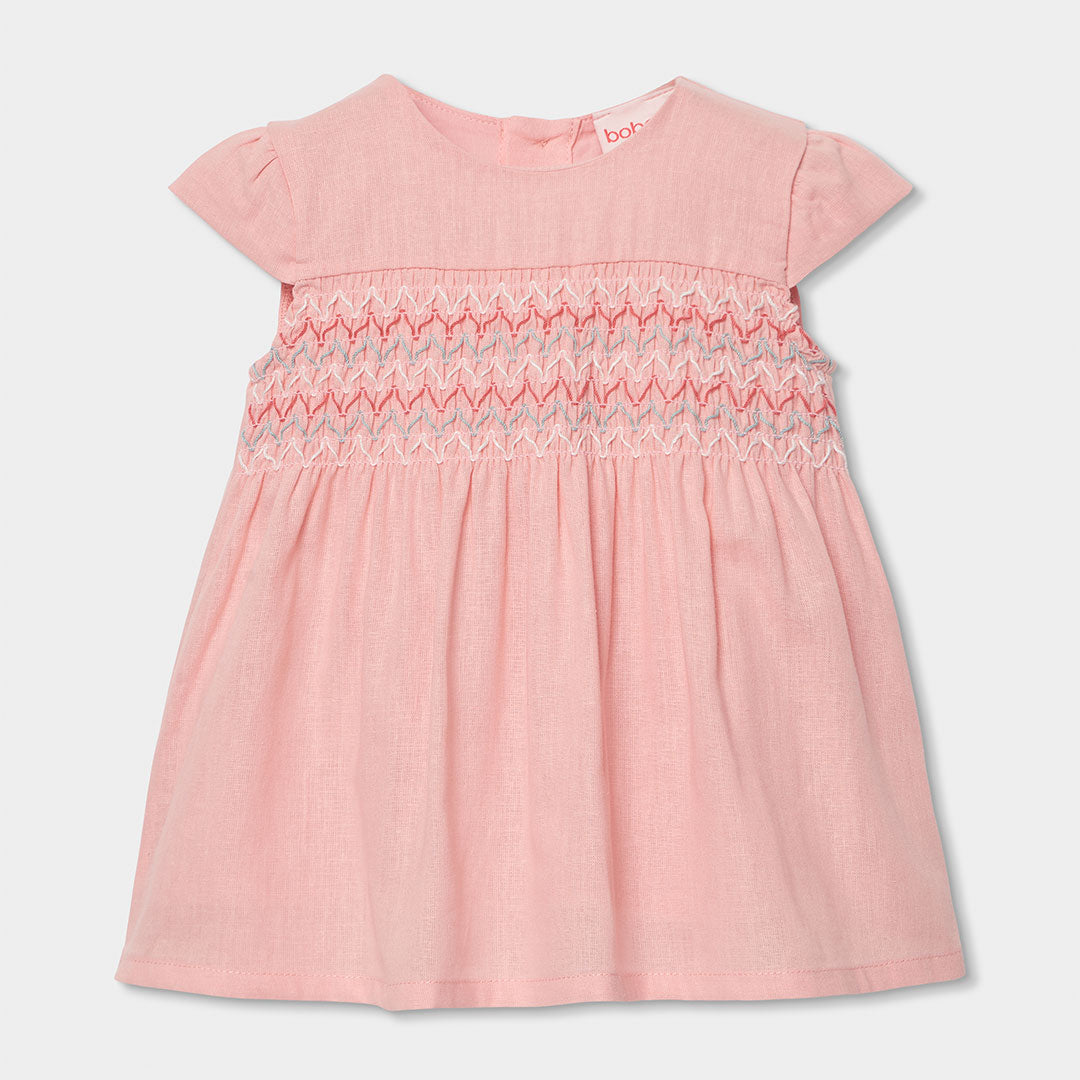 Dress from the Girls' Clothing Line Boboli, in a linen blend with matching culottes and tone-on-t...