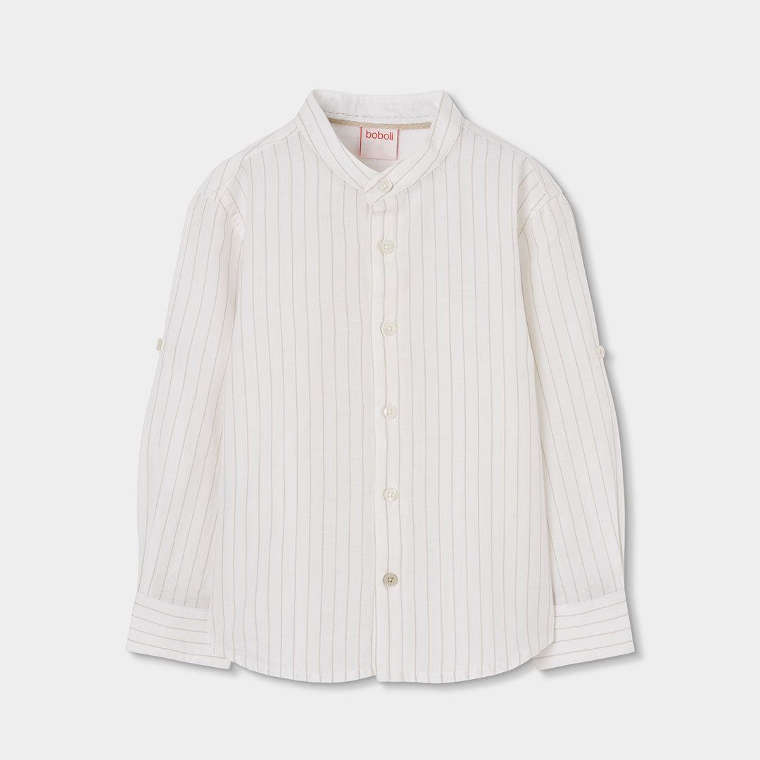Linen shirt from the Children's Clothing Line Boboli, with a micro stripe pattern and a Korean co...