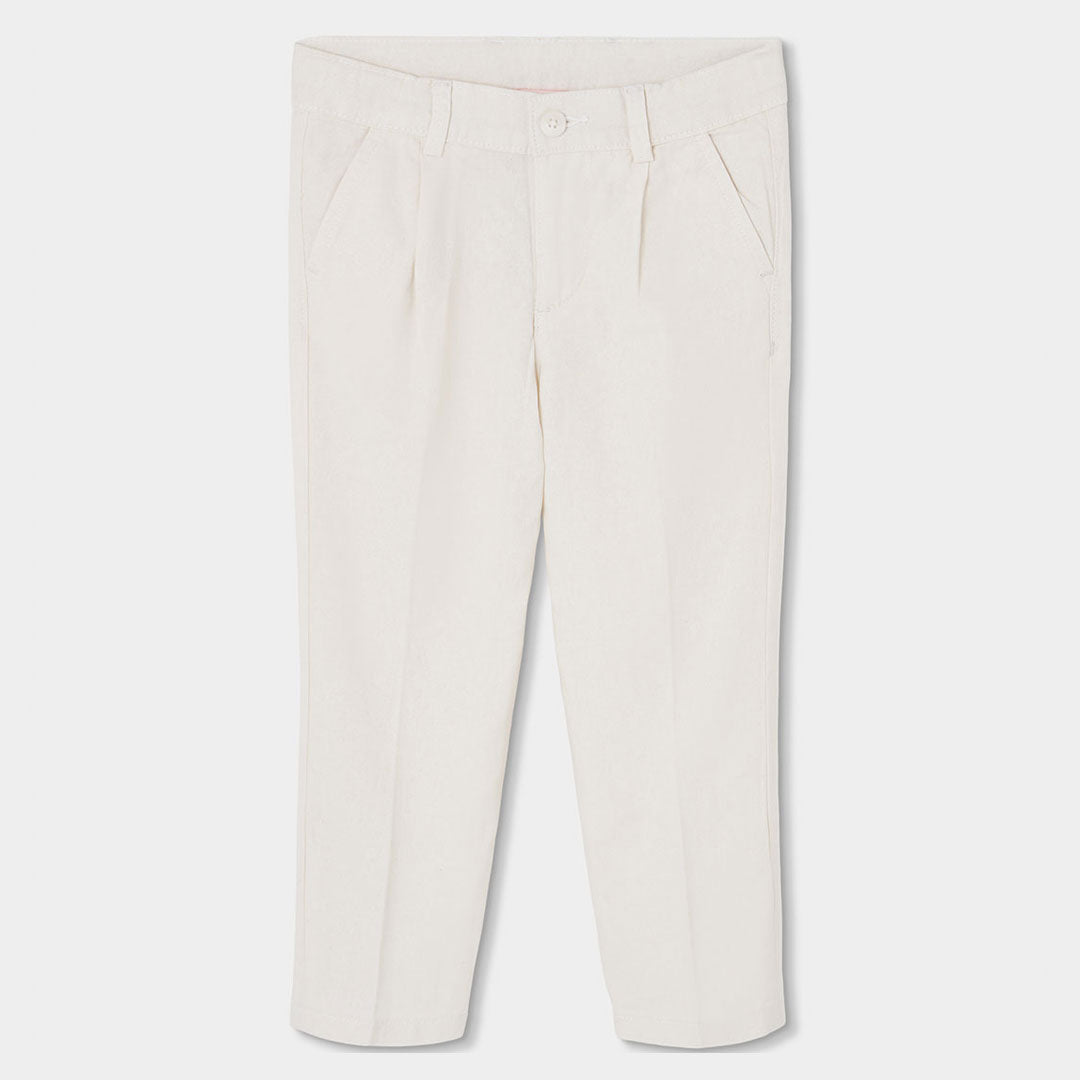 Linen trousers from the Children's Clothing Line Boboli, featuring a classic design and adjustabl...
