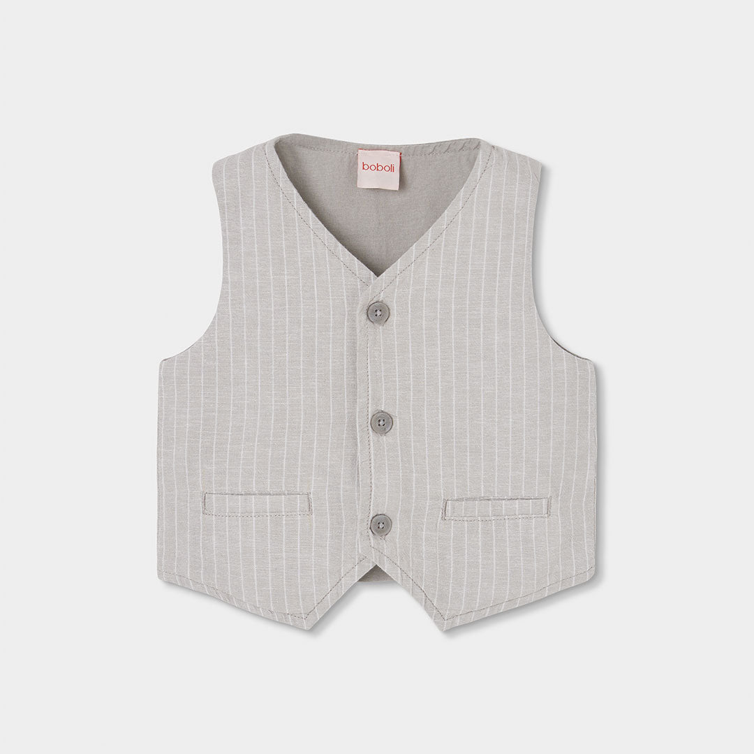 Linen vest from the Children's Clothing Line Boboli, with a striped front and a solid color back....