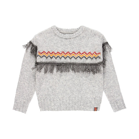 Knitwear sweater with fringes for girls